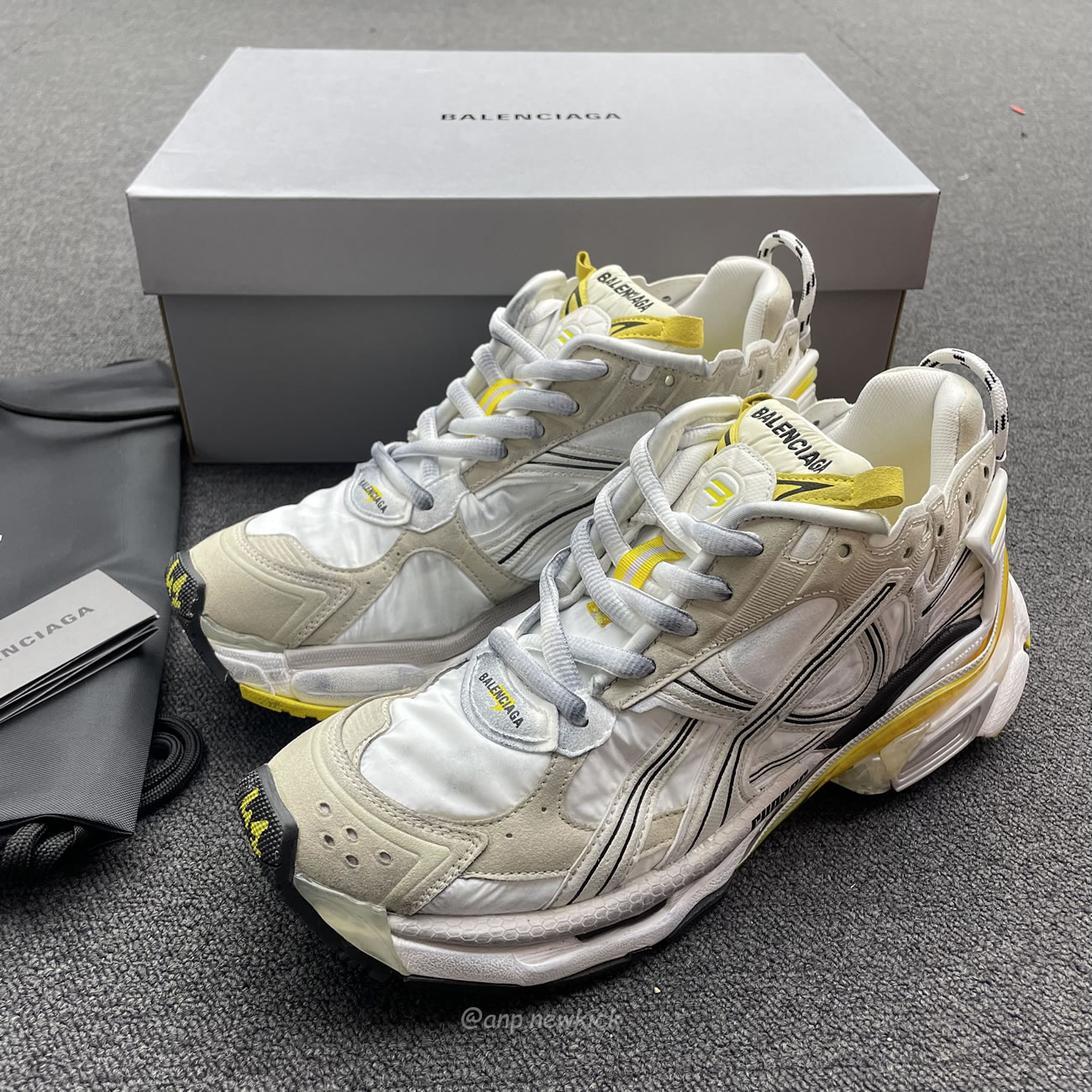 Balenciaga Runner Nylon Grey White Yellow Womens 772774 W3rny 9170 (8) - newkick.vip